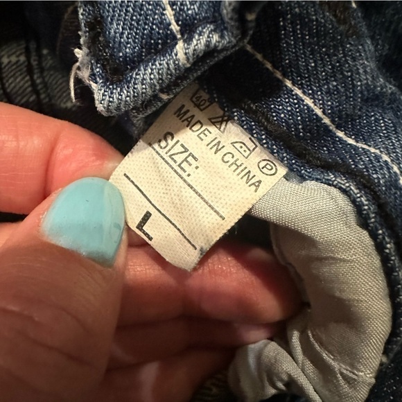 Women's Vintage Y2K Pinstripe Denim Bib Overalls Dungaree Conductor Size M/L - Picture 15 of 15